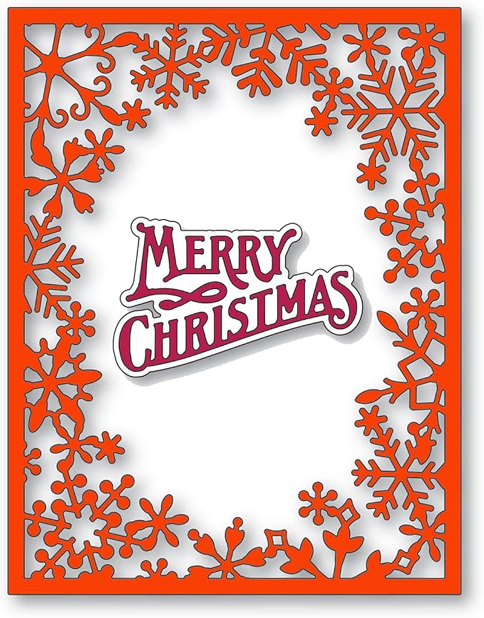 Cutting Dies 3D Background Frame Metal Stencils Scrapbooking Tools DIY Craft Carbon Steel Embossing Template for Paper Card Making Album Arts Supplies (Frame 12-snowflake 11.1x14.3cm)