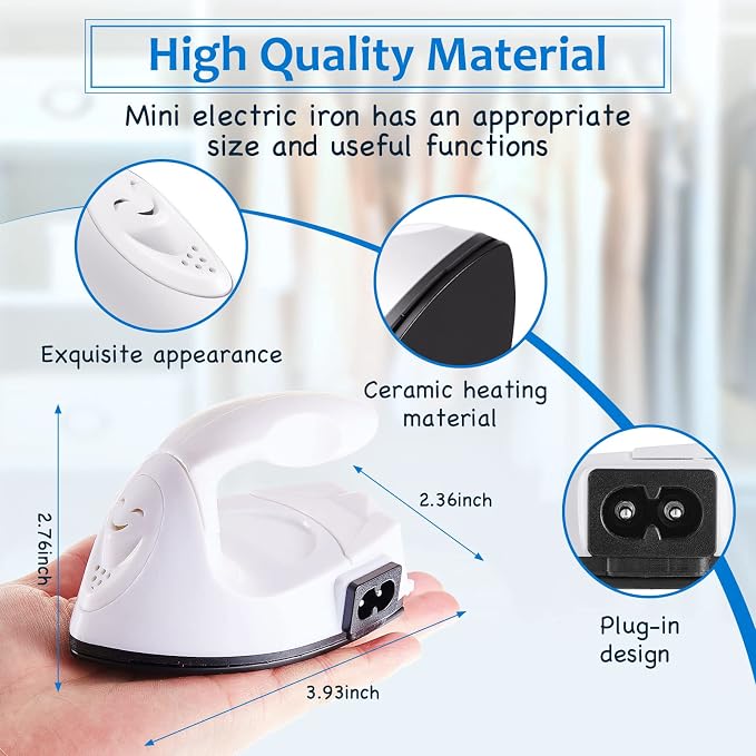 Honoson Mini Craft Iron with Charging Base Tiny,White