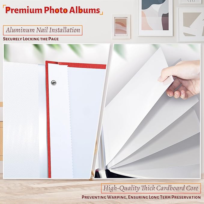 Artfeel Photo Album Self Adhesive Scrapbook,Large Photo Book for 4x6,5x7,8x10 Pictures,DIY Album for Baby Wedding Family Travel Birthday,with Metallic Pen and Scraper