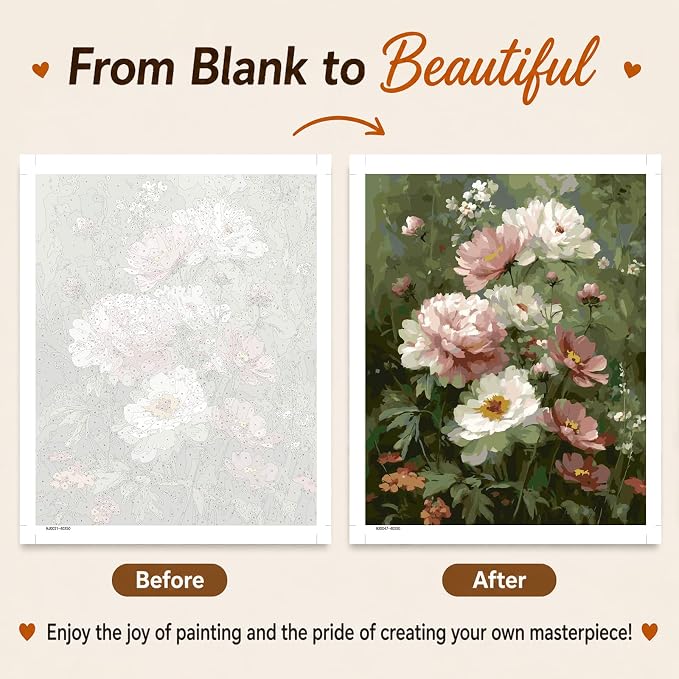 AUKELHJ Paint by Numbers Kit for Adults Beginner, Flowers, 16X20 Inch | Paint by Number for Adults, Beginner Friendly, High-Definition Color Canvas, Stress Relief, Home Decor, Gifts, Unframed