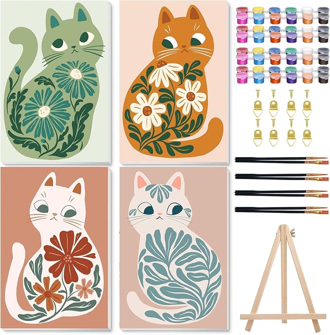 Cat Paint by Number for Adults, Paint by Numbers Kit for Adults 8x12 Inch