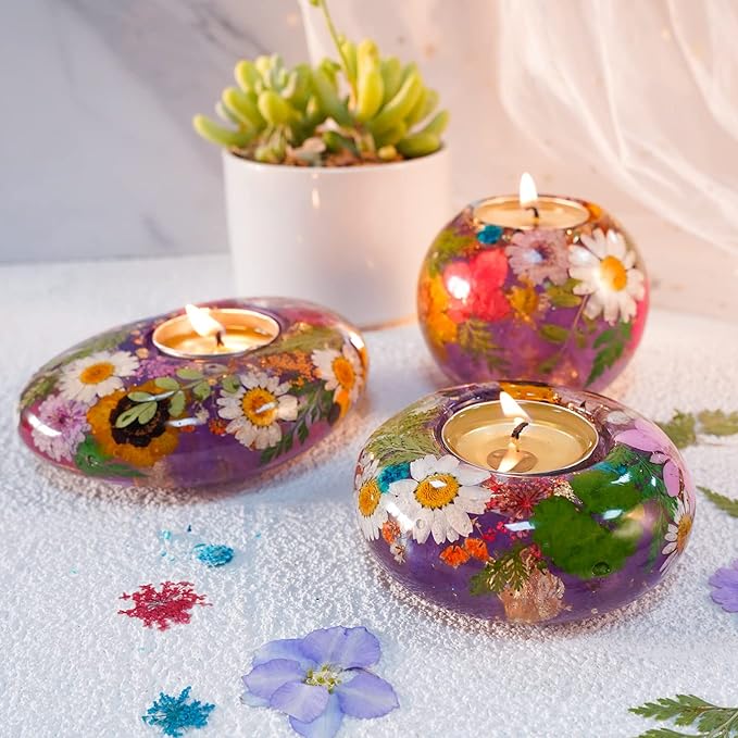 LET'S RESIN Tealight Candle Holder Resin Molds Silicone,3Pcs Tea Light Candle Holder Molds for Resin,Plaster,Cement Concrete,Epoxy Moulds for DIY Home Décor,Great for Beginners