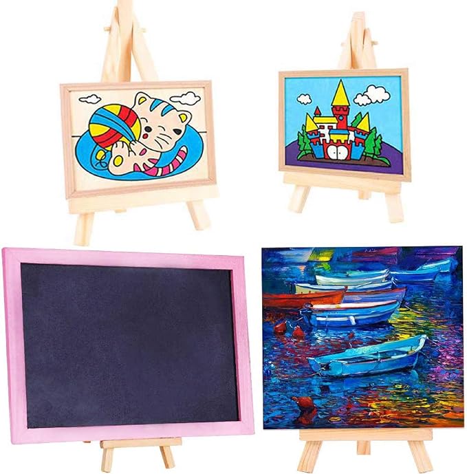 ANDES 9in Wood Tabletop Painting Easels 6 Pack, Arts & Crafts Display Stand