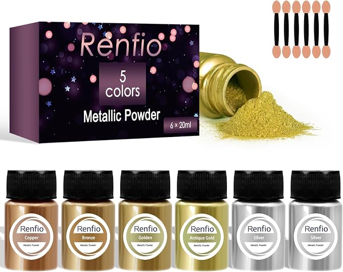 Renfio Metallic Pigment Powder, 5 Colors Gold Mica Powder for Resin