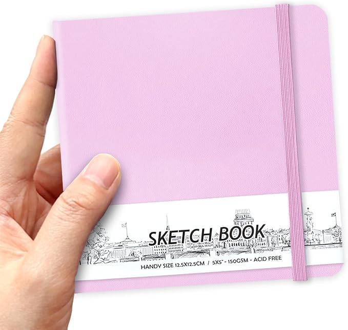 5" x 5" Hardcover Sketch Book,58 Sheets Small Mixed Media Pocket Sketch Pad