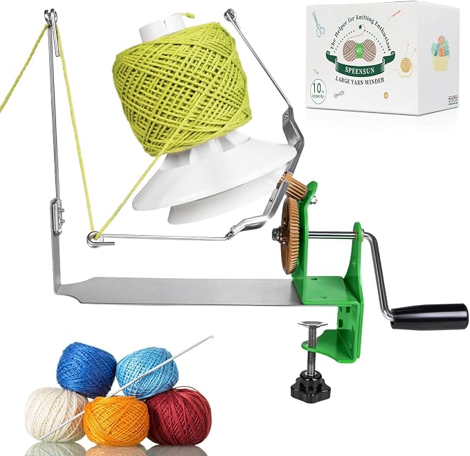 SPEENSUN Large Yarn Winder, 15 OZ Capacity, Heavy Duty Ball Winder | Sturdy Metal & ABS Structure, Easy-to-Install, Makes Center-Pull Cakes for Crocheting and Knitting