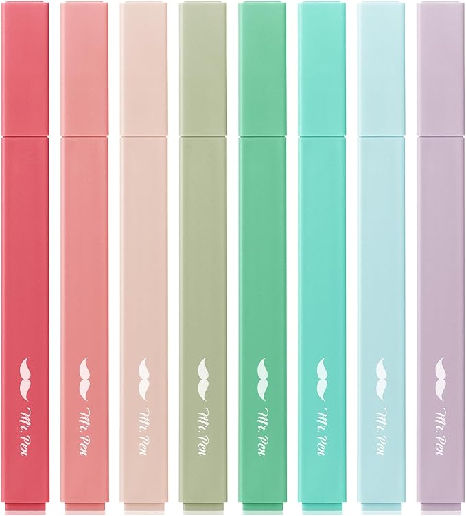 Mr. Pen- Aesthetic Highlighters No Bleed, 8 Pack, Assorted Colors | Chisel Tip, Cute Highlighters Assorted Colors for Journaling, Highlighting, Underlining, Fast Dry, Back to School Supplies