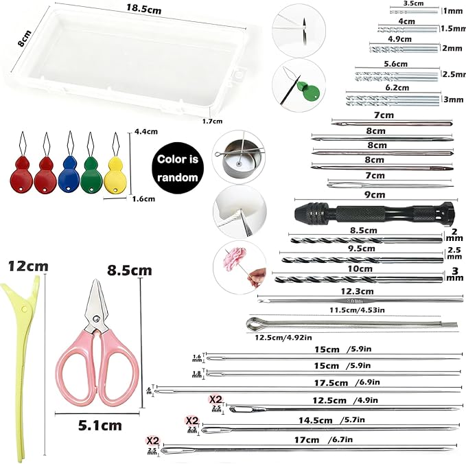 39PCS Professional Candle Making Kit with Soy Candle Wicks,Extra Long Big Hole Wicking Needle Hand Twist Drill Bits with Storage Bag,Mold Punch Set with Hook Eye for Inserting Candle&Mold Wicks