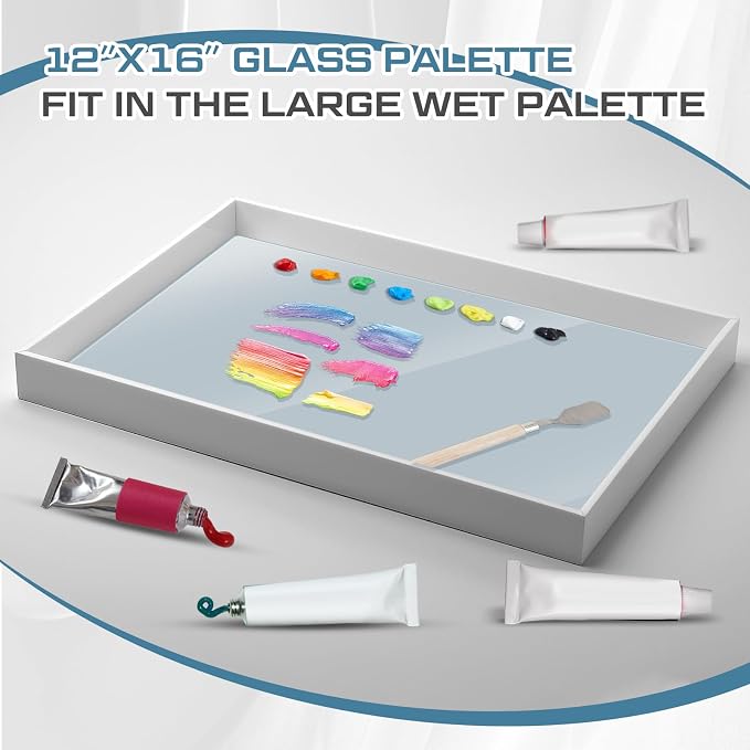 Nuanchu 1 Pcs Tempered Glass Palette for Oil Painting, 12 X 16 Inches Grey