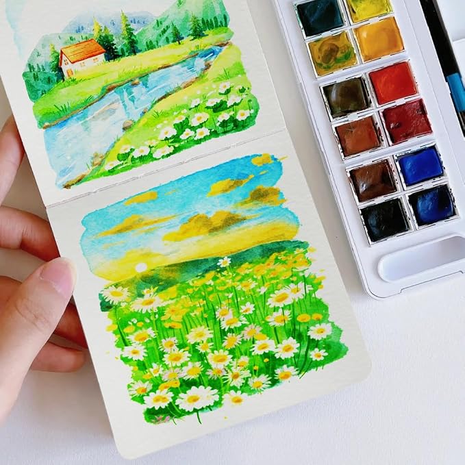 Watercolor Sketchbook 3.9x3.9 Inch 30 Sheets Mini Travel Journal Sketchbook