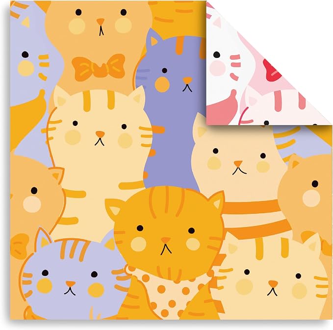 Origami Paper Kit 100 Sheets, 6x6 Inch Double Sided 40 Vivid Colored Paper | 70GSM Colorful Paper,40 Different Pattern Origami Kit,DIY Hand Crafts,Arts Creativity,Easy to Fold,No-Fading.Watercolor Cat