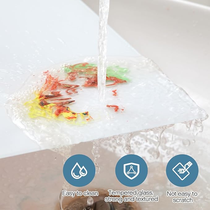 Nuanchu 1 Pcs Tempered Glass Palette for Oil Painting, 12 X 16 Inches White