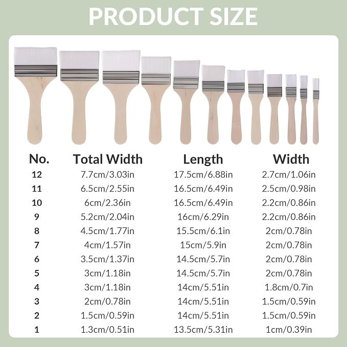 EORTA Flat Art Paint Brushes Set Assorted Size Nylon Painting Brushes