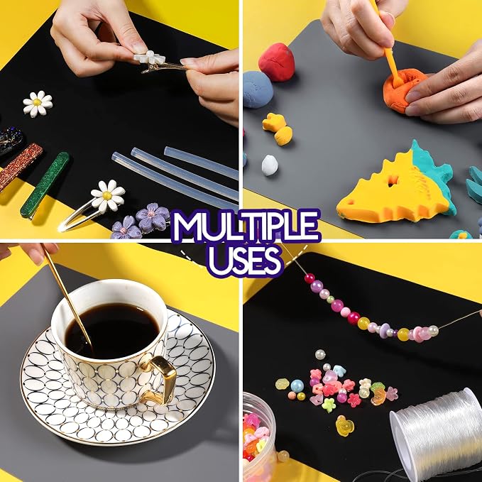 LEOBRO Silicone Mats for Resin Molds, Crafts, Play Dough Mat, Gray & Black | 2pcs Nonstick Silicone Mats, Playdough Mat, for Epoxy Resin Molds, Art Crafts, Resin, Paint, Glue, Jewelry Making, 11.7"x8.3"