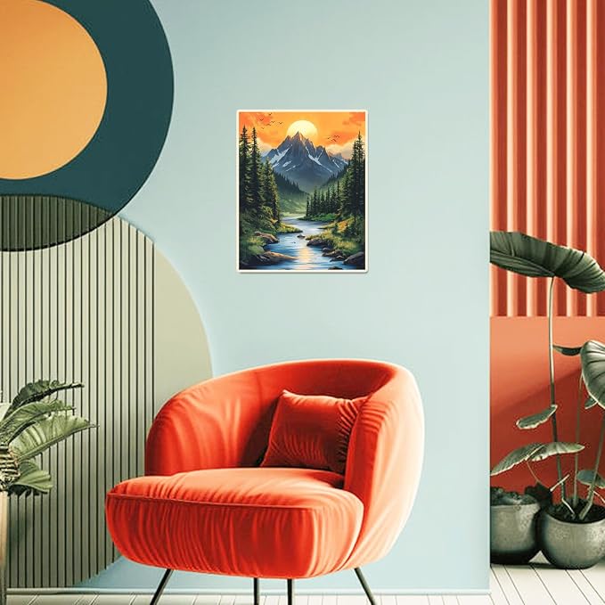 Mountain Paint by Numbers Kit for Adults Beginner Sunset Oil Painting Kit Adult Paint by Number Kits on Canvas Landscape DIY Painting for Beginners Art by Numbers for Gifts Home Wall Decor 16x20 Inch