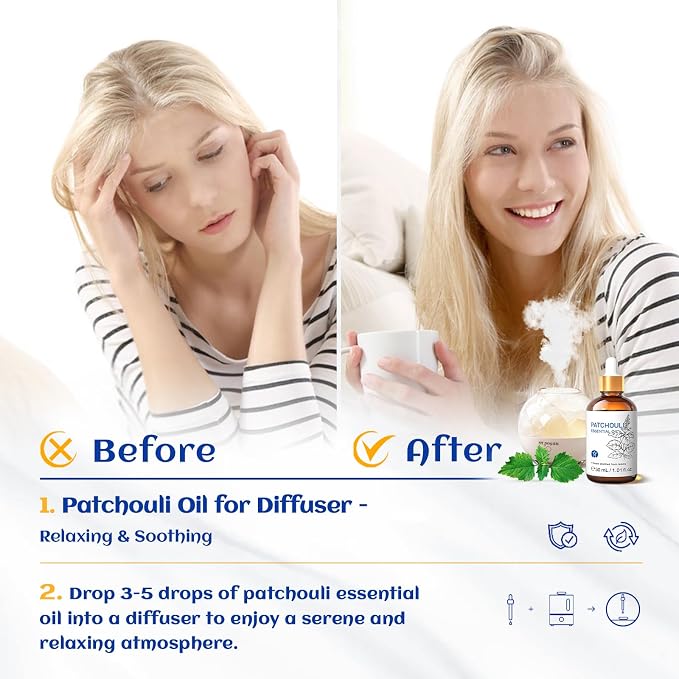 HIQILI Patchouli Essential Oil for Diffuser, Skin & Perfume