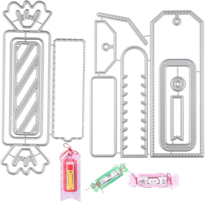 BAOFALI 1 Set Tag and 1 Set Candy Dies Cutting Rectangular Gift Card Envelope Cutting Dies Sets Label Tag for Scrapbooking DIY Cards Album Crafts Supplies(Tag:4.6x5.6inch Candy :5.4x2.7inch)