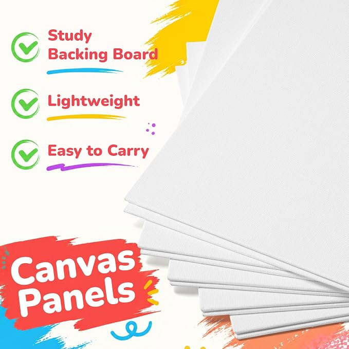 100 Pack 9x12 Inch Canvas Boards for Painting, Canvas Panels, 100% Cotton | White Blank Canvas Boards for Painting, Art Supplies Paint for Acrylics Oil Watercolor Tempera Paints