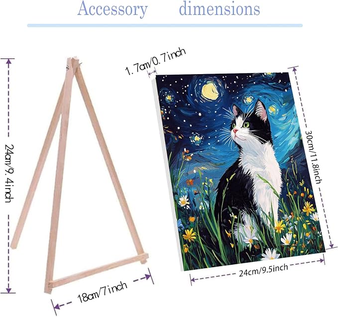 4 Pack Black Cat Paint by Numbers Kit for Adults Beginner with Framed | Easy Adult Paint by Number Kits on Canvas DIY Painting for Beginners Art by Numbers for Home Wall Decor 10x12 in