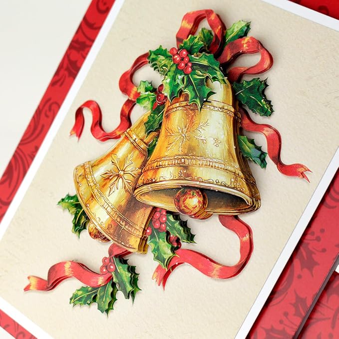 Katy Sue Deck The Halls Die-Cut Decoupage Pack. 12 Pre-Cut Die-Cut Decoupage Sheets for Christmas Card Making Supplies & Card Toppers Featuring Christmas Stocking, Jingle Bells & Holiday Scenes
