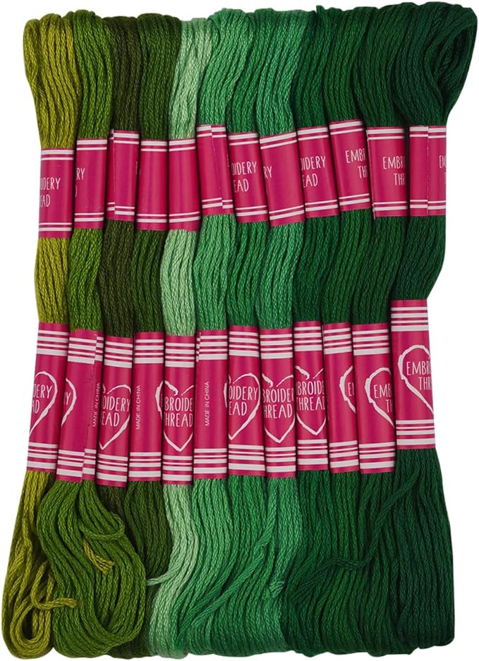 Friendship Bracelet String 12 Skeins, Embroidery Floss Cross Stitch Embroidery Thread Floss Bracelet Making Yarn, Craft Floss (Green Series)