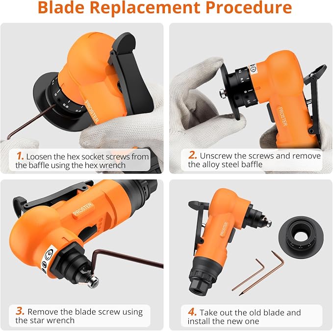 Proster Pneumatic Chamfer Air Deburring Tool 30000 RPM 22Pcs Dual-Blade
