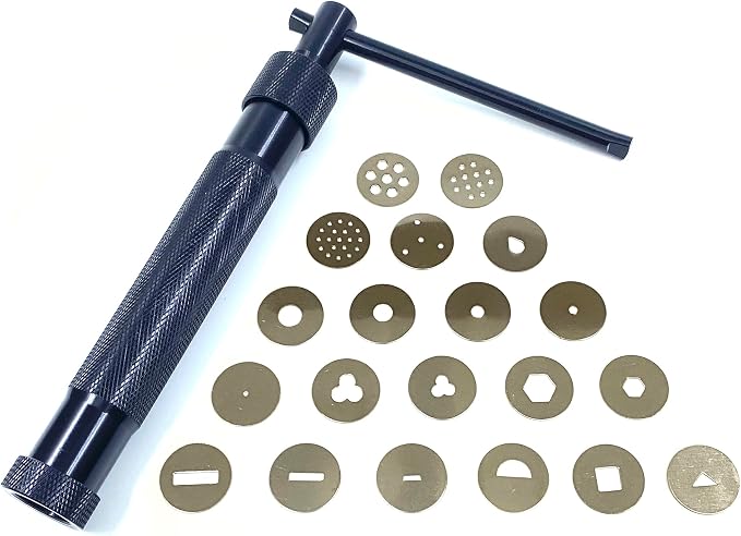 HEVERP Stainless Steel Clay Extruders Sugar Paste Extruder Cake Fondant Decorating Tool Set (Black)