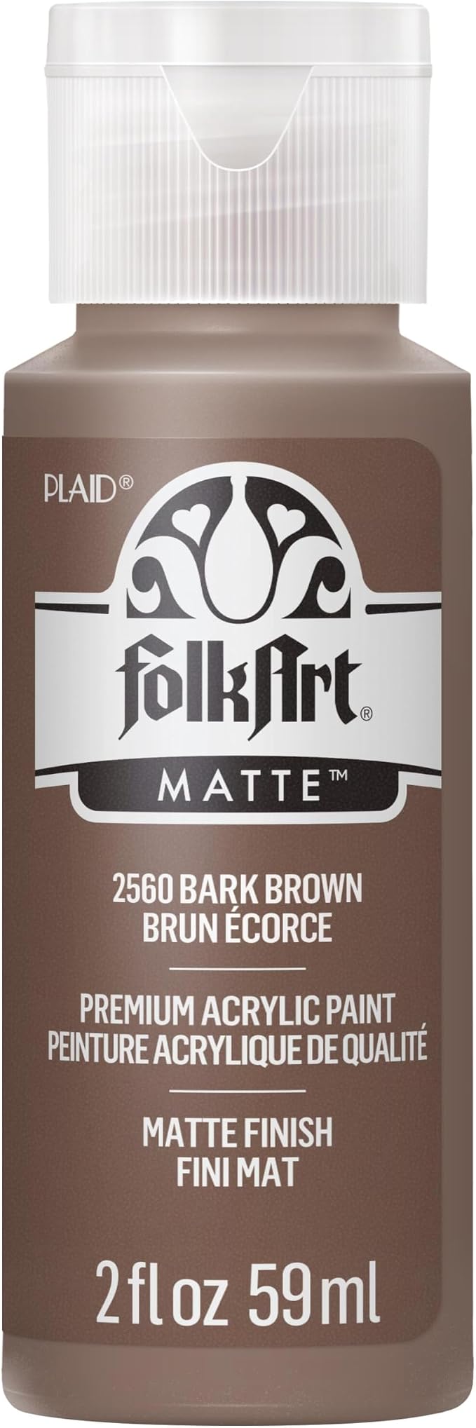 FolkArt Acrylic Paint in Assorted Colors (2 oz), 2560, Bark Brown