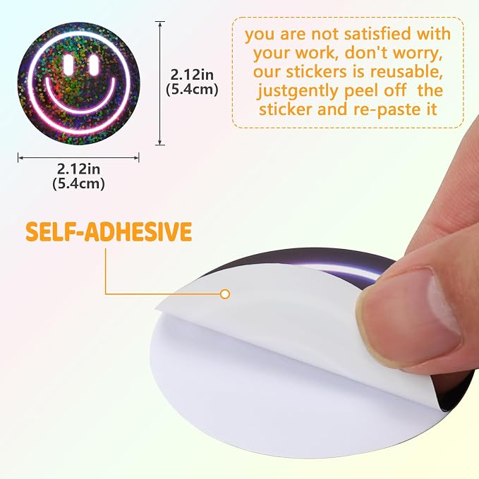 50PCS Smile Neon Stickers, Glitter Stickers