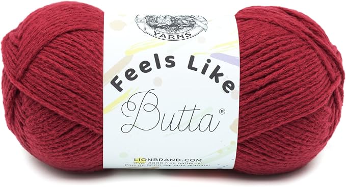Lion Brand Yarn Feels Like Butta Yarn, Velvety-Soft Yarn for Crocheting and Knitting, 1 Pack, Cranberry | Buttery Soft Machine Washable Worsted Weight Knit Fiber for Cuddly Baby Blankets, Warm Sweaters, Smooth Amigurumis