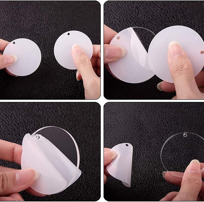 KINGFOREST 120PCS Acrylic Keychain Blanks Kit - 30 Keychain Rings, 30 Jump Rings, 30 Clear Discs, 30 Tassels - DIY Craft Supplies for Jewelry Making, Vinyl Stickers & Personalized Gifts