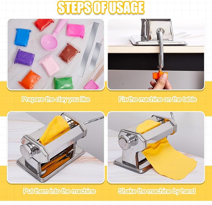 Amylove Polymer Clay Roller Machine with 6 Thickness Settings,Silver