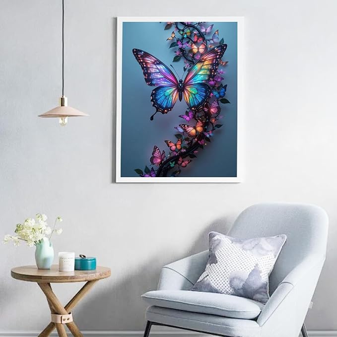 Ycydilirab Butterfly Diamond Painting for Adults-5D Diamond Painting,Butterfly DIY Gem Painting Perfect for Relaxation and Home Wall Decor 12x16inch