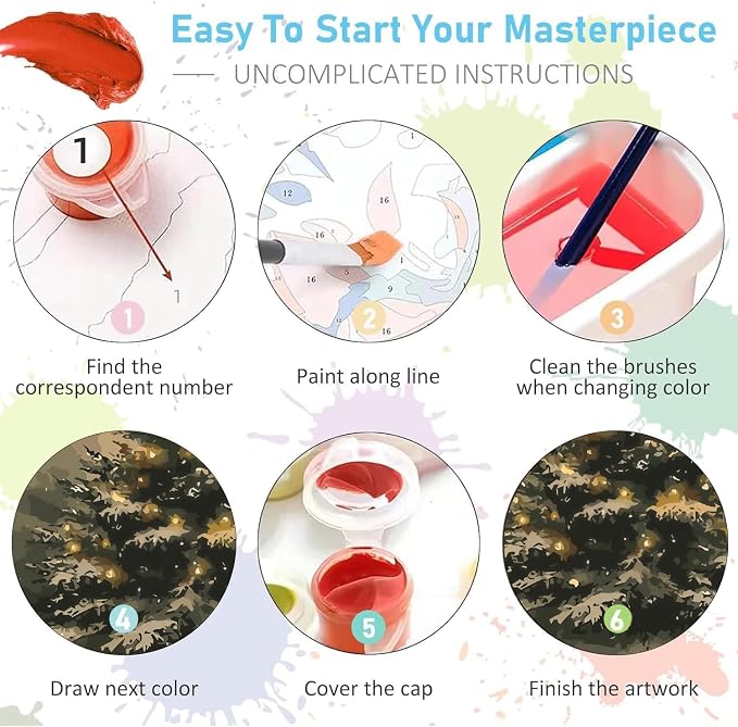 BAWKENTON Christmas Paint by Numbers Kits for Adults Beginner