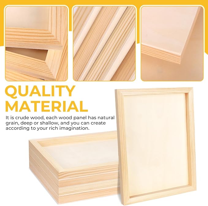 FSWCCK 5 Pack 9 x 12 inch Wood Panel Boards, Unfinished Wood Canvas Panels for Crafts, Painting Canvas, DIY Art Projects, Pouring, Arts Use with Oils, Acrylics