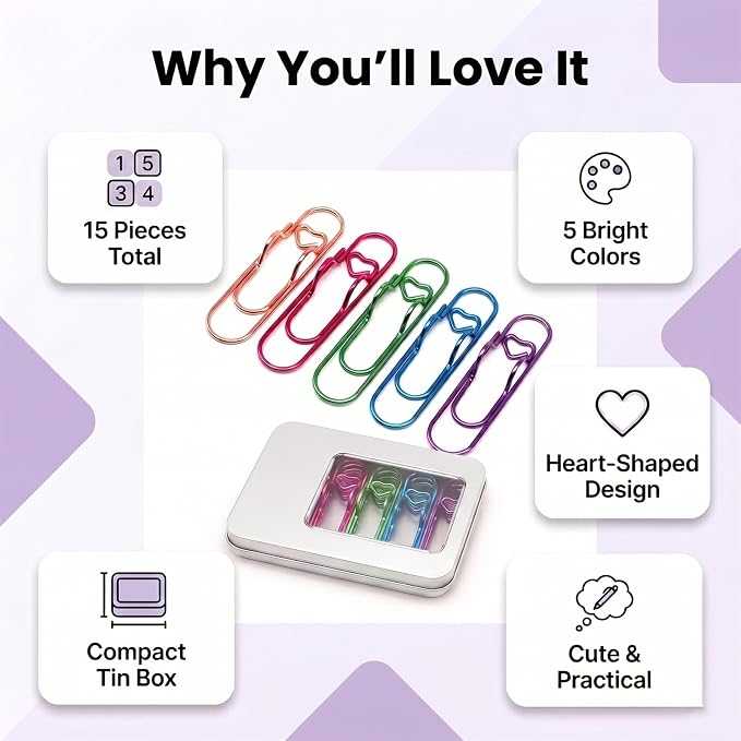 15 Pcs Metal Pen Holder Clips for Notebook, Planner Accessories