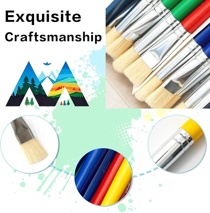 28Pcs Kids Paint Brushes Set for Watercolor, Acrylic & DIY Crafts