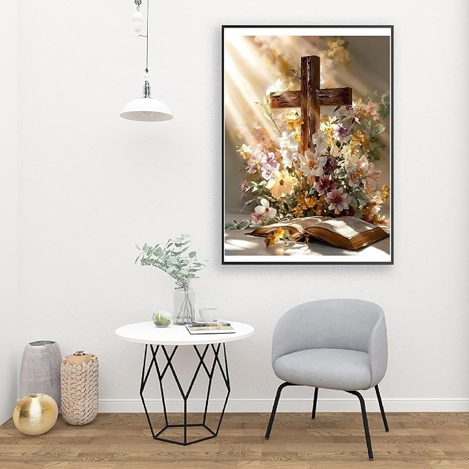 askkqtx Cross Christian Paint by Numbers Kit for Adults Unframed 16x20 in