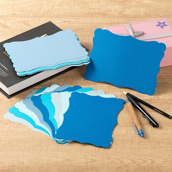 50 Pack Blank Kraft Greeting Cards, Blue, 5 Colors, 5x7IN