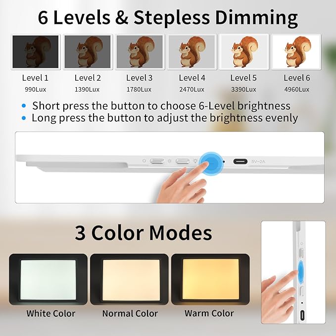 TOHETO A2 Light Pad 25.2''x18.4'', Large Magnetic LED Light Board for Diamond Painting, 3-Color Modes Light Box for Tracing, 6-Level & Stepless Dimmerable Diamond Art Light Table for Drawing,Sketching