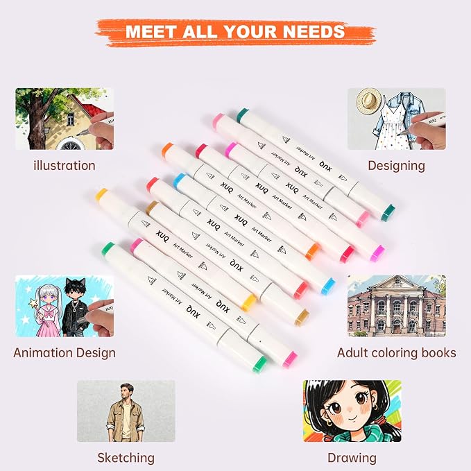 Alcohol Markers, 100 Colors Dual Brush Tip Permanent Art Markers, Coloring Marker, for Book Painting Card Making, Christmas gift for Adults Great Value Pack for Beginners