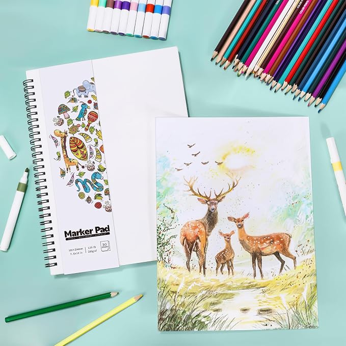 7.6 × 10In Marker Sketchbook, 200gsm Double-Sided Bleedproof Marker Paper