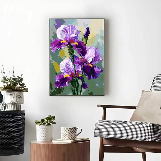 OJTOYART Lris Paint By Numbers Kit for Adults, Wall Decor 16 x 20 inch | color by numbers for adults,paint canvas,DIY Easy Acrylic Watercolor Oil Colorful Home Wall Crafts
