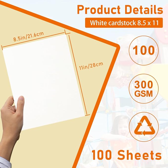 Guakicae 100 Sheets White Cardstock 8.5 x 11 Certificate Paper 110lb