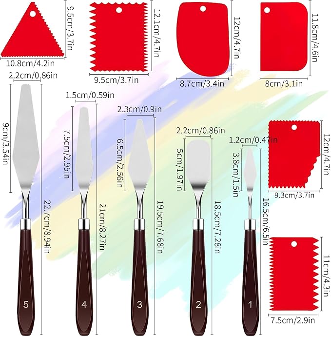 Painting Palette Knife - 5pcs Professional Stainless Palette Paint Knives With 6 Plastic Scrapers Ar Paint Tool for Oil, Canvas, Acrylic Painting & Cake Decorating