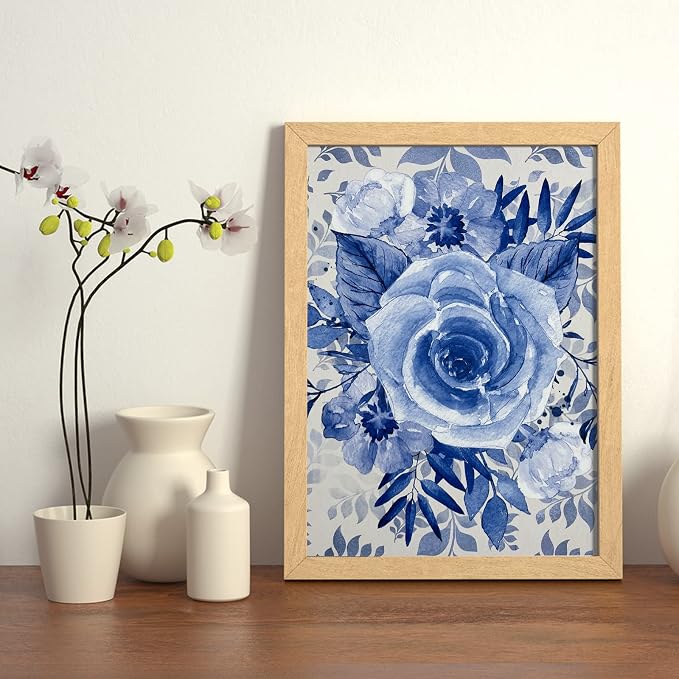 28 Sheets Scrapbook Paper, Floral Scrapbooking Specialty Papers 160gsm Cardmaking Craft Paper Pack Decorative Paper for Card Making (12"X12" Inch, Blue Flowers)