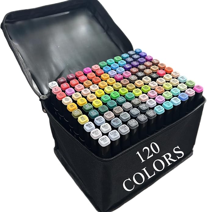 120-Color Dual-Tip Markers Set with Portable Bag - Art Markers for Coloring, Drawing & Sketching -Gift for People Who Love Art.