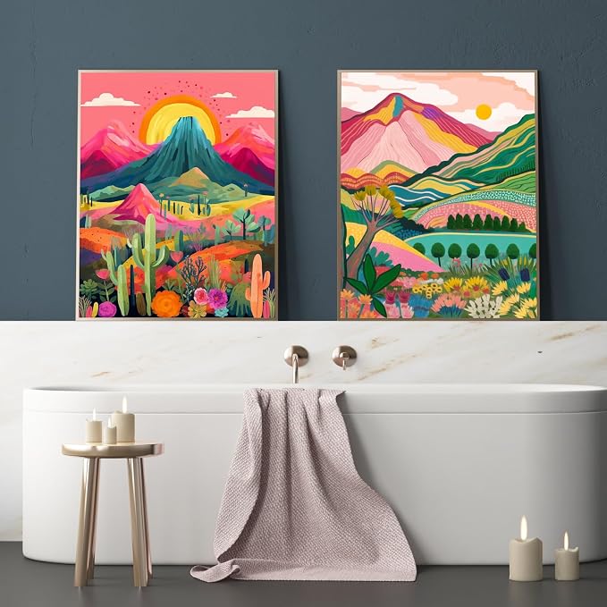 2 Pack Adult Paint by Number Kits on Canvas-Landscapes Paint by Number Adult,Paint by Numbers Kits for Adults With Gifts Box,DIY Landscapes Painting Kits for Gifts Home Wall Decor(16x20inch)