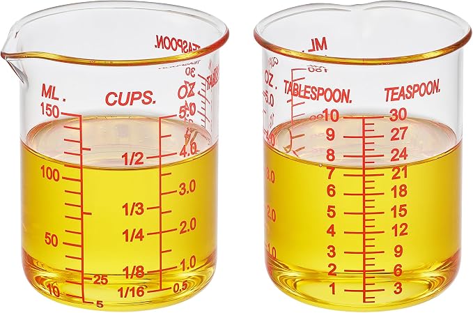 Ackers BORO3.3 Glass Measuring Cup, V-Shaped Spout, 150 mL / 5 oz, Single