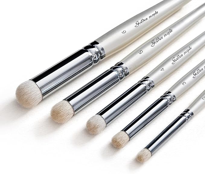 Golden Maple Dry Brush Miniature Painting Drybrush Set - 6PC Professional Miniature Paint Brushes for Miniatures, Model, Enamel & Fantasy Figurines Painting（Pearl White）